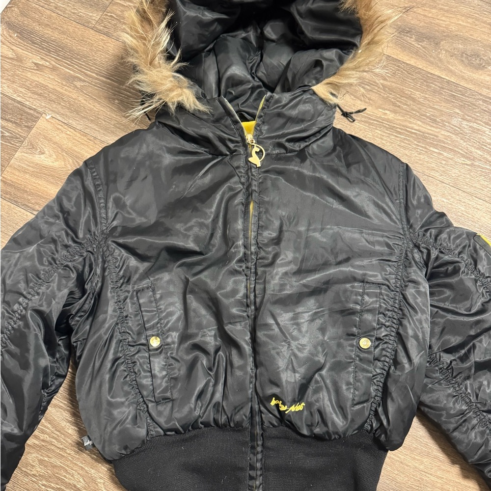 Baby Phat Vintage Black Puffer with Fur Hood L